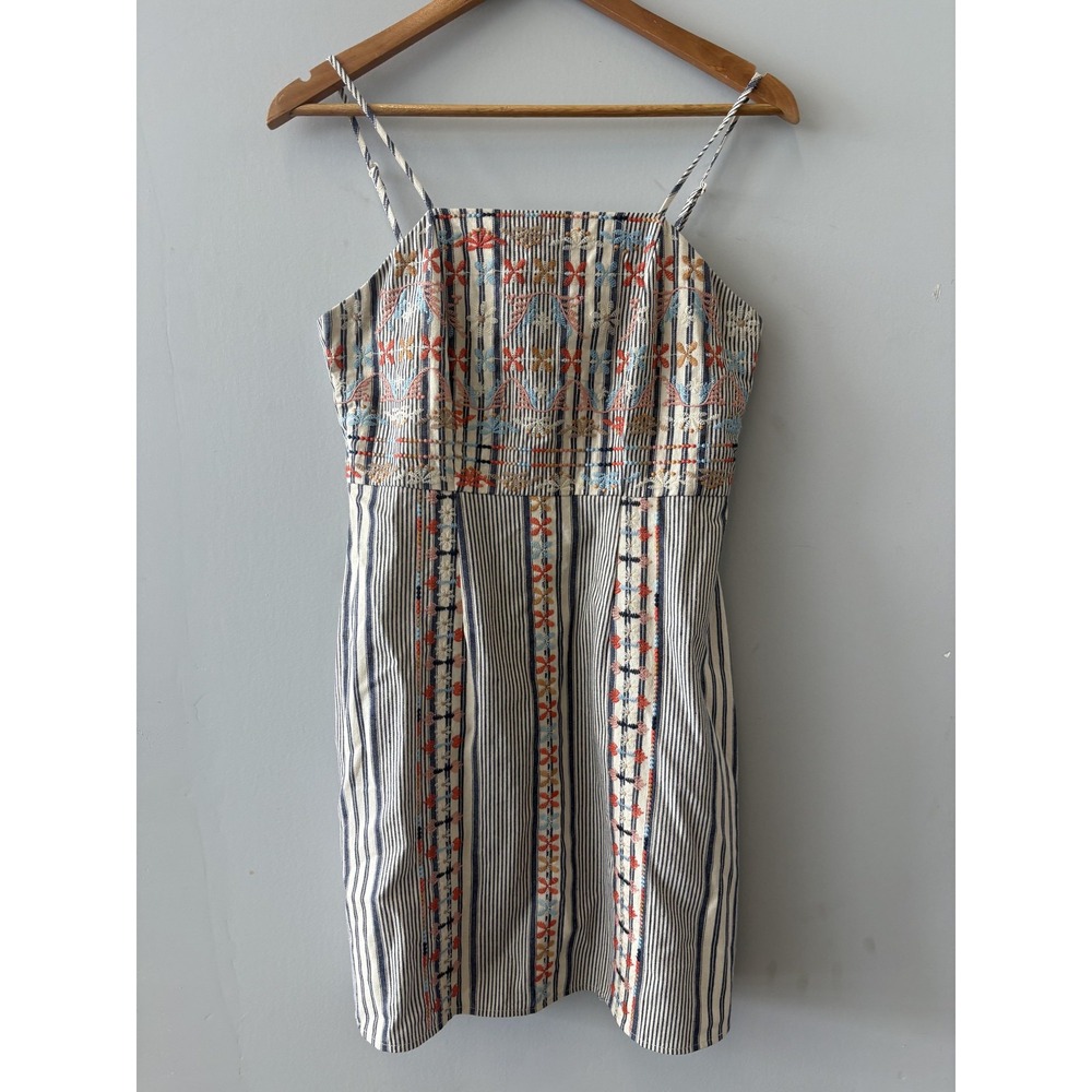 Altar'd State Dress Womens S Multicolor Striped Embroidered Boho Sundress Lined